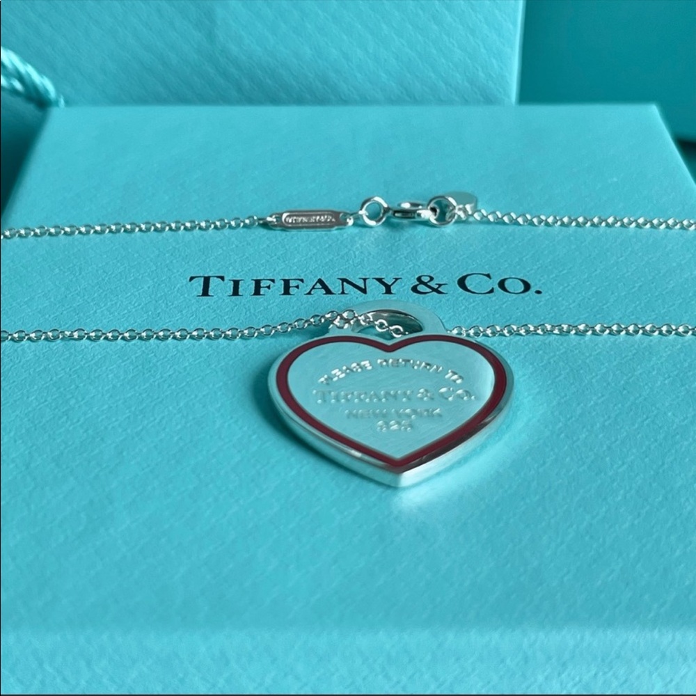- Tiffany necklace with red enamel heart
